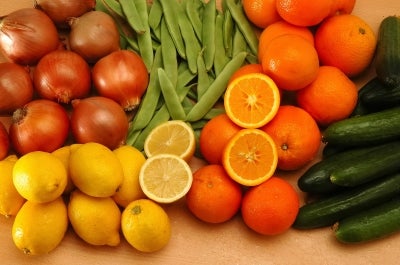 GMO foods - Onions, lemons, oranges, peas, cucumbers