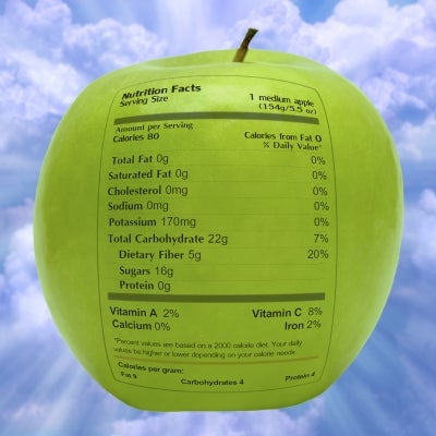 food label on apple