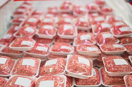 labelled meat in a chilled container