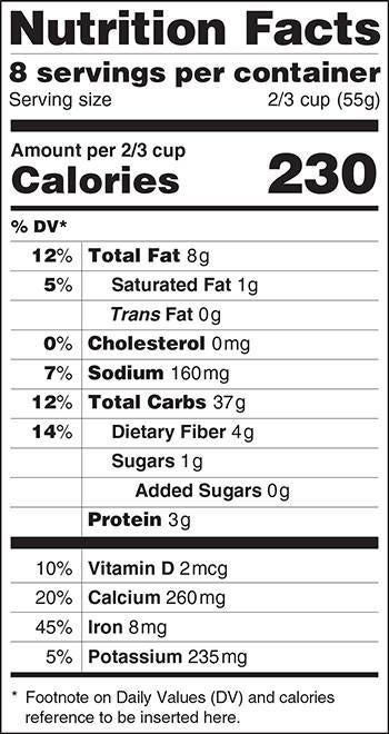 FDA Nutrition Fact label