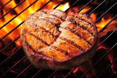 beef on a flame grill