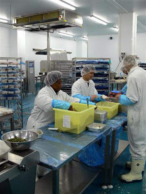 Seafood processing underway.