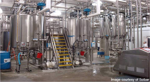 The process controlled stainless-steel vessels network at the plant.