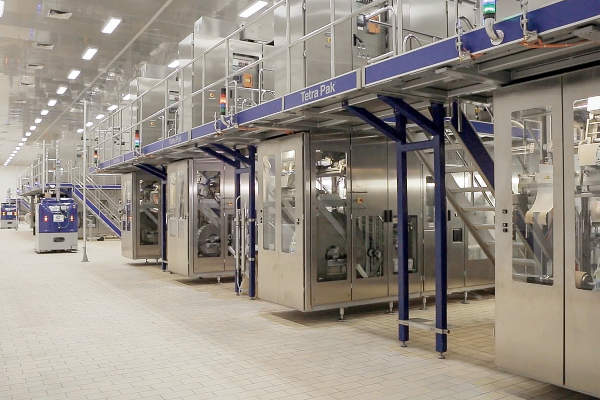 The packaging equipment and technology for the milk plant was provided by Tetra Pak.