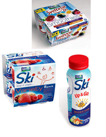 Ski and Sveltesse yoghurt products by Nestle.