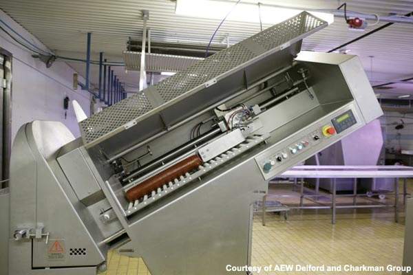 AEW Delford's slicing machine can handle a variety of meat products.