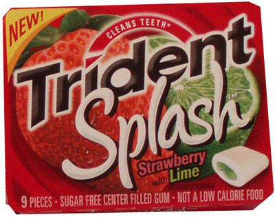 Trident gum also comes in liquid filled centre forms.
