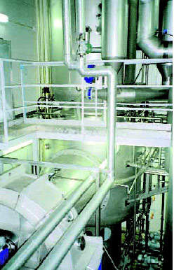 Part of the flash cooling equipment in the process plant.