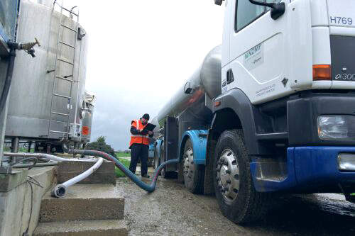 Fonterra milk being collected from the farmer by tanker.