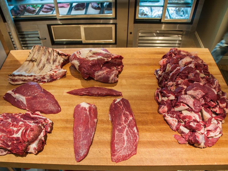 The meat will be cut into steaks, roasts, chops, and ground beef to provide consistent consumer-ready products. Image courtesy of The Meat Case.