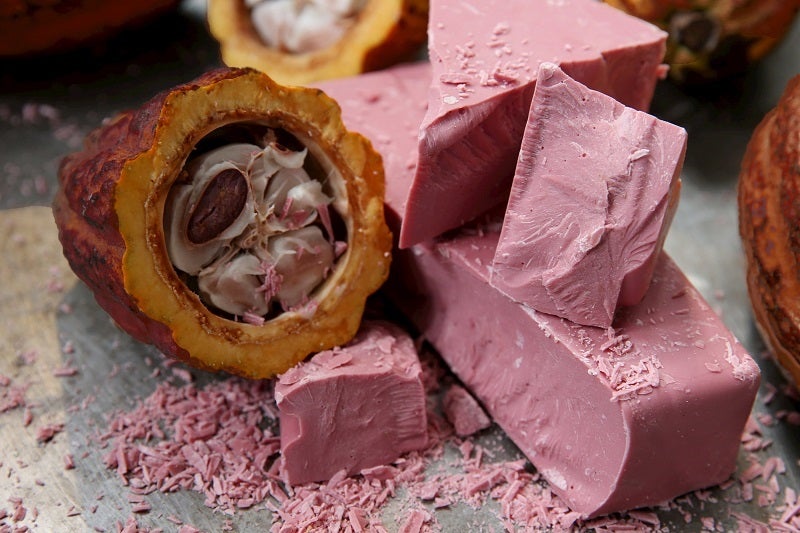 Barry Callebaut's Ruby chocolate with Ruby cocoa bean. Credit: Barry Callebaut.