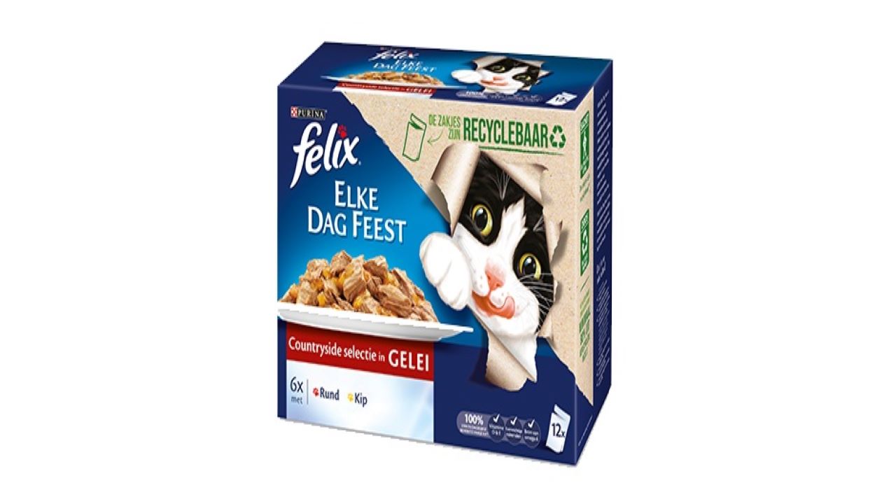 Nestlé Purina introduced the world’s first recyclable retort pouch for wet pet food in September 2020. Credit: Nestlé Purina Petcare Company. 